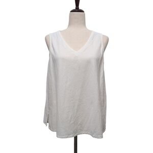 Tianello Erica Tank Top Tencel Rayon Blend White Size Medium